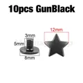 Sterne Nieten Schraube 12 bis 13,5 mm für Kleidung Schuhe Hut Gürtel – Farbe 10p 12mm Gunblack