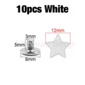 Sterne Nieten Schraube 12 bis 13,5 mm für Kleidung Schuhe Hut Gürtel – Farbe 10p 12mm White