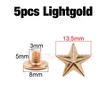 Sterne Nieten Schraube 12 bis 13,5 mm für Kleidung Schuhe Hut Gürtel – Farbe 5p 13.5mm Lightgold