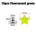 Sterne Nieten Schraube 12 bis 13,5 mm für Kleidung Schuhe Hut Gürtel – Farbe 10p 12mm Ftgreen