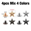 Sterne Nieten Schraube 12 bis 13,5 mm für Kleidung Schuhe Hut Gürtel – Farbe 4p 13.5mm Mix4 Color