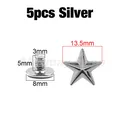 Sterne Nieten Schraube 12 bis 13,5 mm für Kleidung Schuhe Hut Gürtel – Farbe 5p 13.5mm Silver