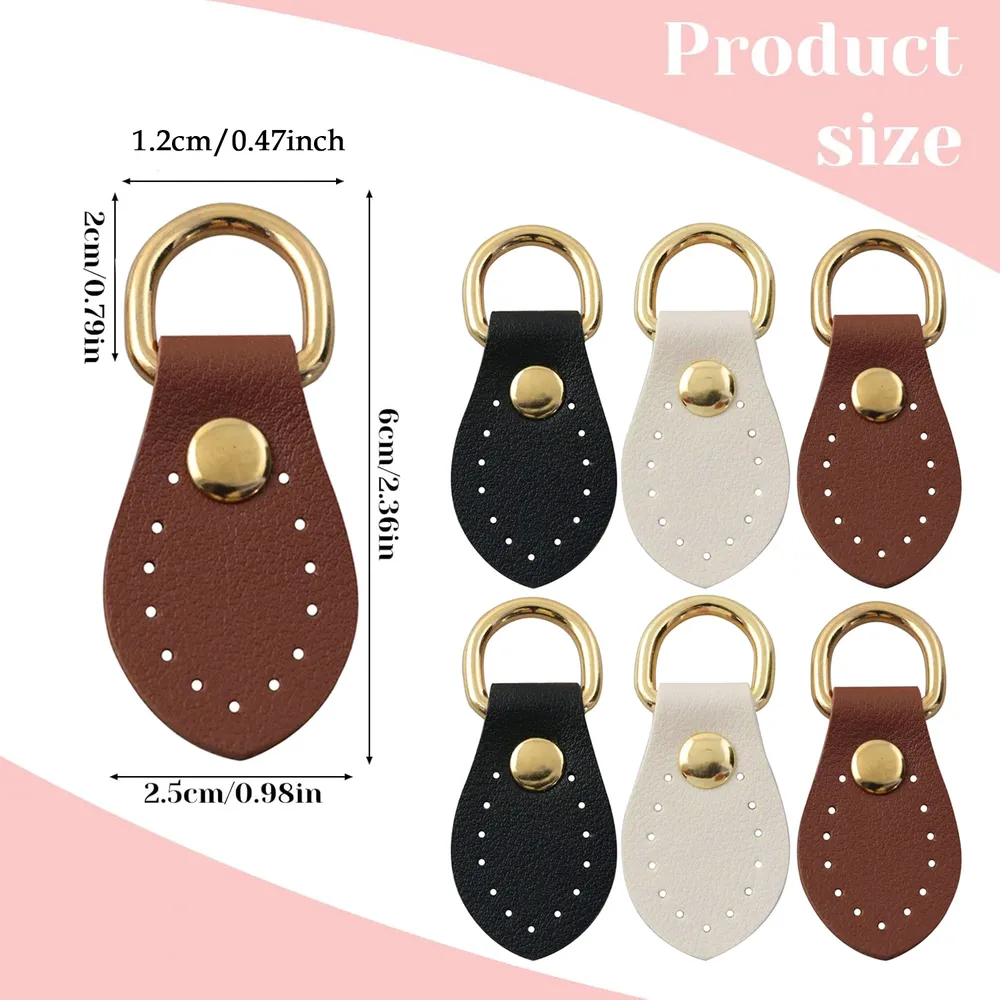 Taschenclip D-Ring PU Leder 6 Stück für Geldbörsen Gurthalterung Haken