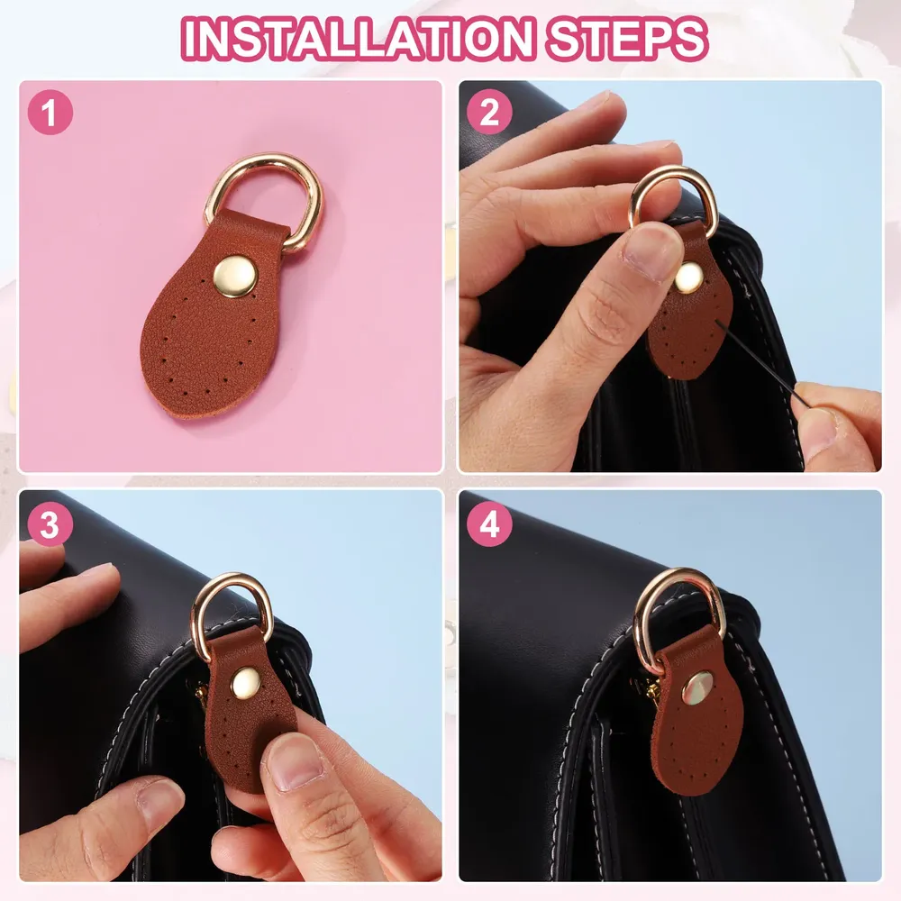 Taschenclip D-Ring PU Leder 6 Stück für Geldbörsen Gurthalterung Haken