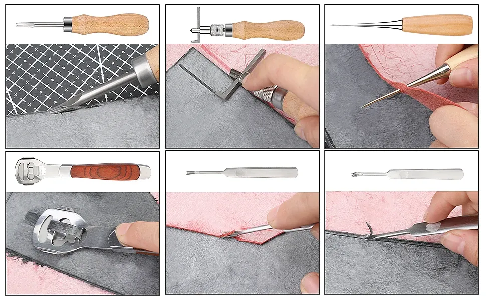 Werkzeugset für Lederhandwerk 23 Teile mit Hammer